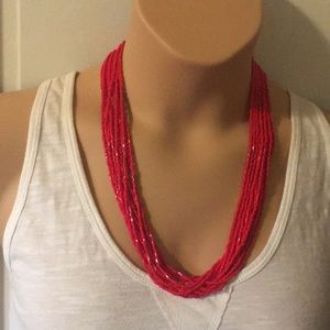Vintage Red Beaded Necklace
